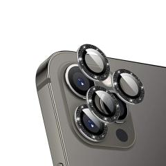 Microcase iPhone 13 Pro Max Elmas Taş Lens Koruma Halkası - Siyah AL2776