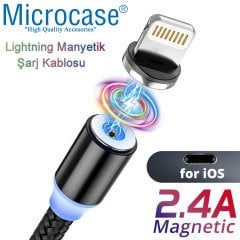 Microcase iPhone Lightning Manyetik Uçlu Mıknatıslı Şarj Kablosu 1 metre - Siyah