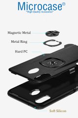Microcase Samsung Galaxy M20 Rome Serisi Yüzük Standlı Armor Kılıf - Siyah