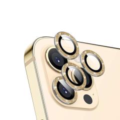 Microcase iPhone 13 Pro Max Elmas Taş Lens Koruma Halkası - Gold AL2776