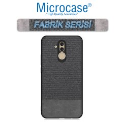 Microcase Huawei Mate 20 Lite Fabrik Serisi Kumaş ve Deri Desen Kılıf - Siyah