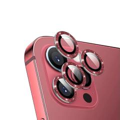 Microcase iPhone 13 Pro Max Elmas Taş Lens Koruma Halkası - Pembe AL2776