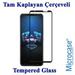 Microcase Asus ROG Phone 5 Ultimate Tam Kaplayan Çerçeveli Tempered Ekran Koruyucu - Siyah