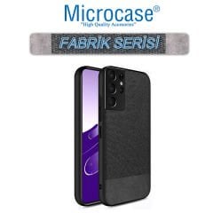 Microcase Samsung Galaxy S21 Ultra Fabrik Serisi Kumaş ve Deri Desen Kılıf (SEÇENEKLİ)