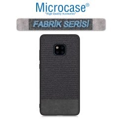 Microcase Huawei Mate 20 Pro Fabrik Serisi Kumaş ve Deri Desen Kılıf - Siyah