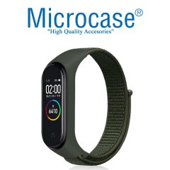 Microcase Xiaomi Mi Band 5 Kaliteli Hasır Örme Kayış - Haki Yeşil KY4