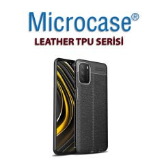 Microcase Xiaomi Poco M3 Leather Tpu Silikon Kılıf - Siyah