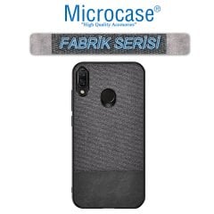 Microcase Huawei P Smart 2019 Fabrik Serisi Kumaş ve Deri Desen Kılıf - Siyah