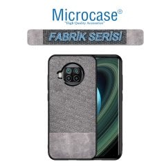 Microcase Xiaomi Mi 10T Lite Fabrik Serisi Kumaş ve Deri Desen Kılıf - Gri