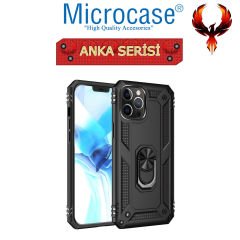 Microcase iPhone 12 Pro Anka Serisi Yüzük Standlı Armor Kılıf - Siyah