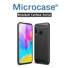 Microcase Huawei P40 Lite E Brushed Carbon Fiber Silikon Kılıf - Siyah