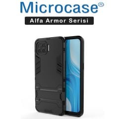 Microcase Oppo Reno 4 Lite Alfa Armor Standlı Perfect Koruma Kılıf Siyah
