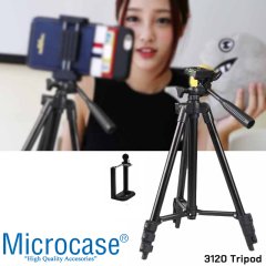 Microcase 3 Ayak Sabitleyici Alüminyum Cep Telefonu Kamera Tripodu 102 cm 3120A - AL3120 SİYAH