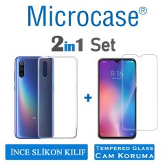 Microcase Xiaomi Mi 9 SE Ultra İnce 0.2 mm Soft Silikon Kılıf + Tempered Glass Cam Koruma (SEÇENEKLİ)
