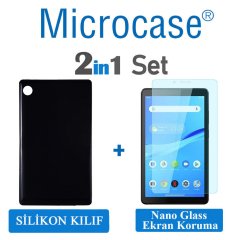 Microcase Lenovo Tab M7 TB-7305F 7 inch Tablet Tablet Silikon Tpu Soft Kılıf - Siyah + Nano Esnek Ekran Koruma Filmi