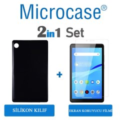 Microcase Lenovo Tab M7 TB-7305F 7 inch Tablet Tablet Silikon Tpu Soft Kılıf - Siyah + Ekran Koruma Filmi