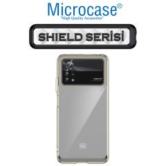 Microcase Xiaomi Poco X4 Pro 5G Shield Serisi Darbeye Dayanıklı Köşe Korumalı Yarı Esnek Plastik TPU Kılıf - Füme