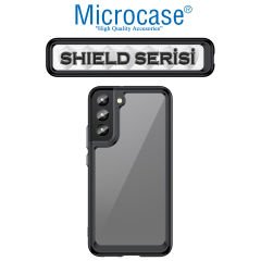 Microcase Samsung Galaxy S22 Shield Serisi Darbeye Dayanıklı Köşe Korumalı Yarı Esnek Plastik TPU Kılıf - Siyah