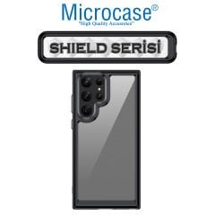 Microcase Samsung Galaxy S22 Ultra Shield Serisi Darbeye Dayanıklı Köşe Korumalı Yarı Esnek Plastik TPU Kılıf - Siyah