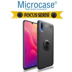 Microcase Vivo Y1S Focus Serisi Yüzük Standlı Silikon Kılıf - Siyah