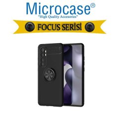 Microcase Xiaomi Mi Note 10 Lite Focus Serisi Yüzük Standlı Silikon Kılıf - Siyah