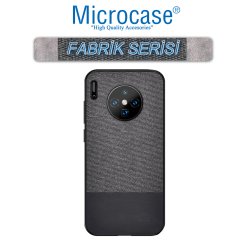 Microcase Huawei Mate 30 Fabrik Serisi Kumaş ve Deri Desen Kılıf - Siyah