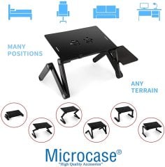 Microcase Alüminyum Yükseklik Ayarlı Soğutuculu Mouse Padli Notebook Tablet Laptop Sehpası Stand AL2925