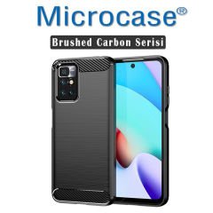 Microcase Xiaomi Redmi 10 - Redmi 10 Prime Brushed Carbon Fiber Silikon Kılıf - Siyah