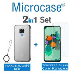 Microcase Huawei Mate 30 Lite Frameless Serisi Sert Rubber Kılıf - Siyah + Tempered Glass Cam Koruma