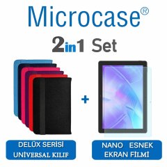 Microcase Huawei Matepad T10 9.7 inch Delüx Seri Universal Stand Deri Kılıf + Nano Esnek Ekran Koruma Filmi