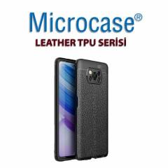 Microcase Xiaomi Poco X3 NFC Leather Serisi Deri Desen Silikon Kılıf
