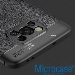 Microcase Xiaomi Poco X3 NFC Leather Serisi Deri Desen Silikon Kılıf