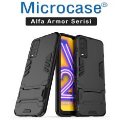 Microcase Vivo Y20 Alfa Armor Standlı Perfect Koruma Kılıf - Siyah