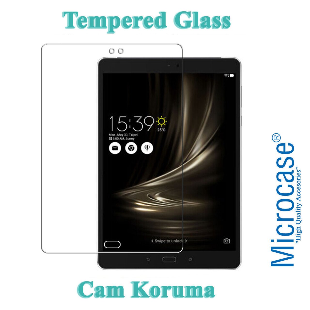 Microcase Asus ZenPad 3S 10 Z500KL 9.7 inch Tablet Tempered Glass Cam Koruma