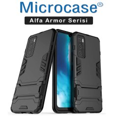 Microcase Vivo V20 SE Alfa Armor Standlı Perfect Koruma Kılıf - Siyah