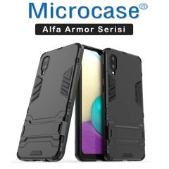 Microcase Samsung Galaxy A02 Alfa Armor Standlı Perfect Koruma Kılıf - Siyah