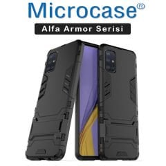 Microcase Samsung Galaxy A51 Alfa Armor Standlı Perfect Koruma Kılıf - Siyah