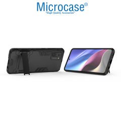 Microcase Xiaomi Redmi K40 Alfa Armor Standlı Perfect Koruma Kılıf - Siyah