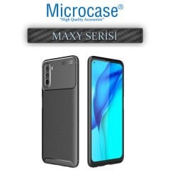 Microcase Huawei Mate 40 Lite Maxy Serisi Carbon Fiber Silikon Kılıf - Siyah