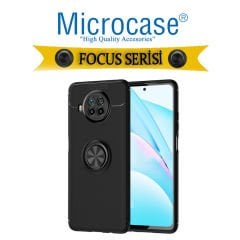 Microcase Xioami Mi 10i Focus Serisi Yüzük Standlı Silikon Kılıf - Siyah