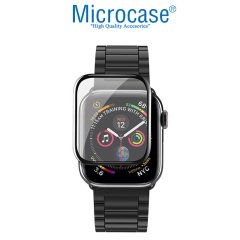 Microcase Apple Watch Seri 4 - 5 40 mm Tam Kaplayan Kavisli Ekran Koruyucu 3D Pet Film - Siyah