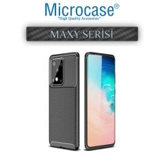 Microcase Samsung Galaxy S20 Ultra Maxy Serisi Carbon Fiber Silikon TPU Kılıf - Siyah