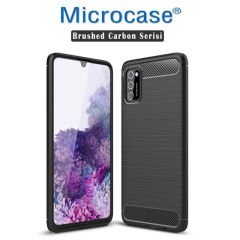 Microcase Samsung Galaxy A02s Brushed Carbon Fiber Silikon Kılıf - Siyah