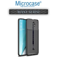 Microcase Oppo Reno 2 Maxy Serisi Carbon Fiber Silikon TPU Kılıf - Siyah