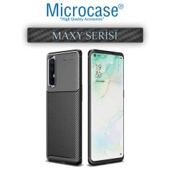 Microcase Oppo Reno 3 Pro Maxy Serisi Carbon Fiber Silikon TPU Kılıf - Siyah