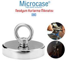 Microcase Süper Güçlü 80mm Neodyum Kurtarma Mıknatısı Yuvarlak Vidalı Pot Magnet - D80