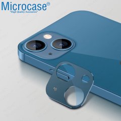 Microcase iPhone 13 mini Kamera Lens Koruma Halkası - Kapalı Tasarım Koyu Mavi
