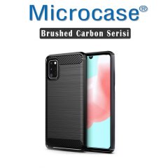 Microcase Samsung Galaxy A41 Brushed Carbon Fiber Silikon TPU Kılıf - Siyah