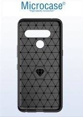 Microcase LG Q60 - LG K50 Brushed Carbon Fiber Silikon Kılıf - Siyah