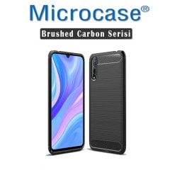 Microcase Huawei P Smart S - Y8p Brushed Carbon Fiber Silikon TPU Kılıf - Siyah